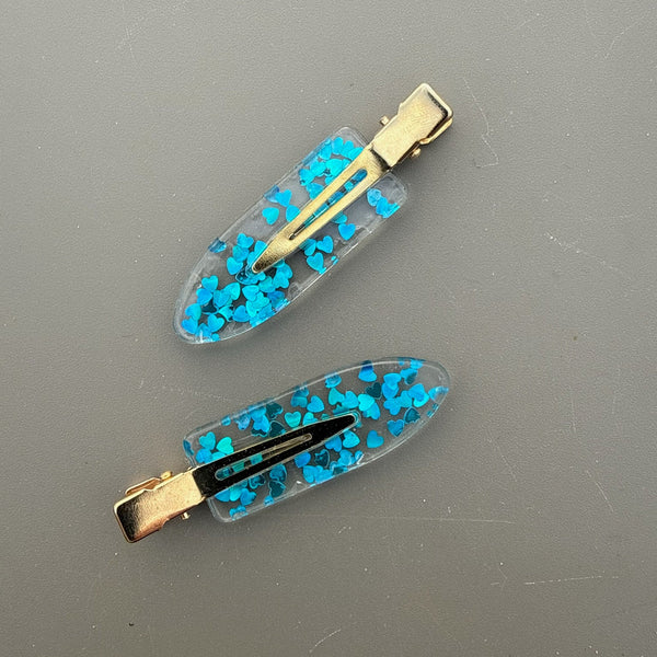 Haarspängchen Set in Transparent/Türkis