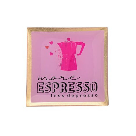 Gift Company - Love Plates Glasteller More Espresso Less Depresso