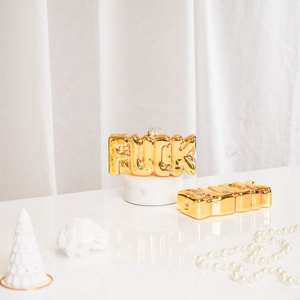 Housevitamin - Glas Anhänger FUCK Gold