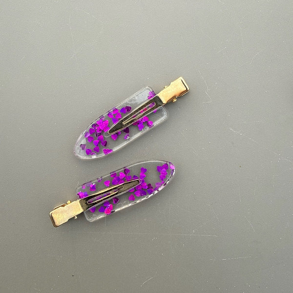 Haarspängchen Set in Transparent/Violett