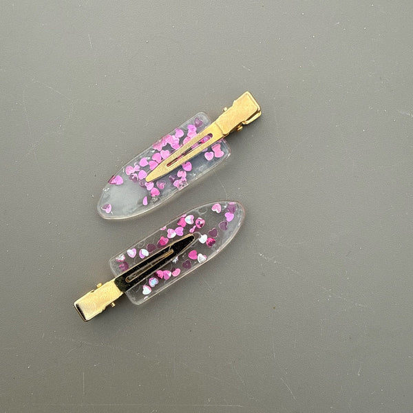 Haarspängchen Set in Transparent/Pink