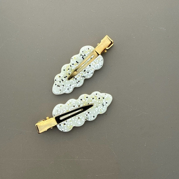 Haarspängchen Set in Creme/Goldglitzer