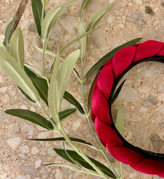 Conceptnails by INESSA - Geflochtenes Haarband „Renata“ Bordeaux-Rot