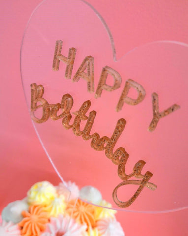 Paperholic - Cake Topper Birthday Heart Transparent-Gold